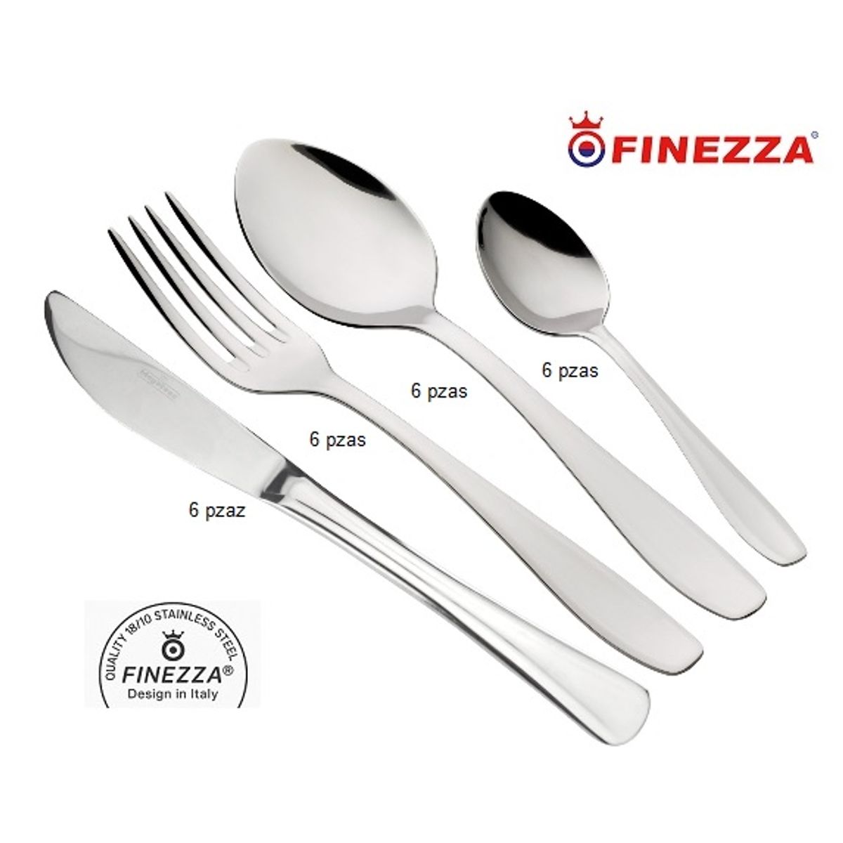 FINEZZA - Set de Cubiertos 24 Piezas Acero Inoxidable Modelo 680 Finezza