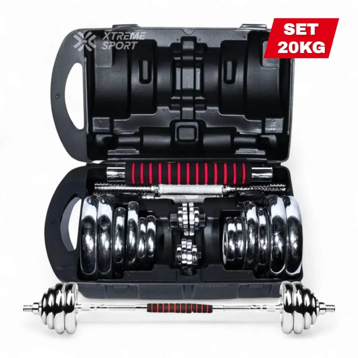 XTREME SPORT - Mancuernas Pesas Set de 20kg Discos Cromados