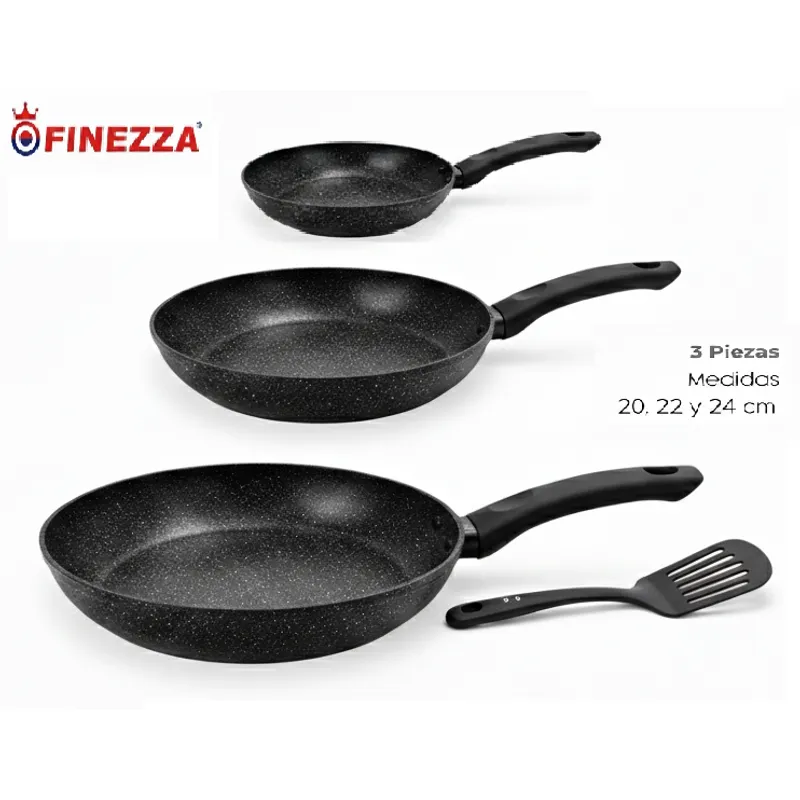 FINEZZA - Set de Sartenes x 3 Roca Volcánica Finezza