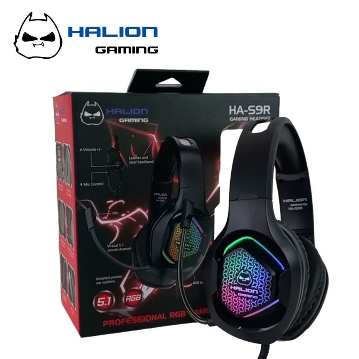 HALION - Auricular Gaming Halion Ha-S9R Rgb Ha-S9R - Negro