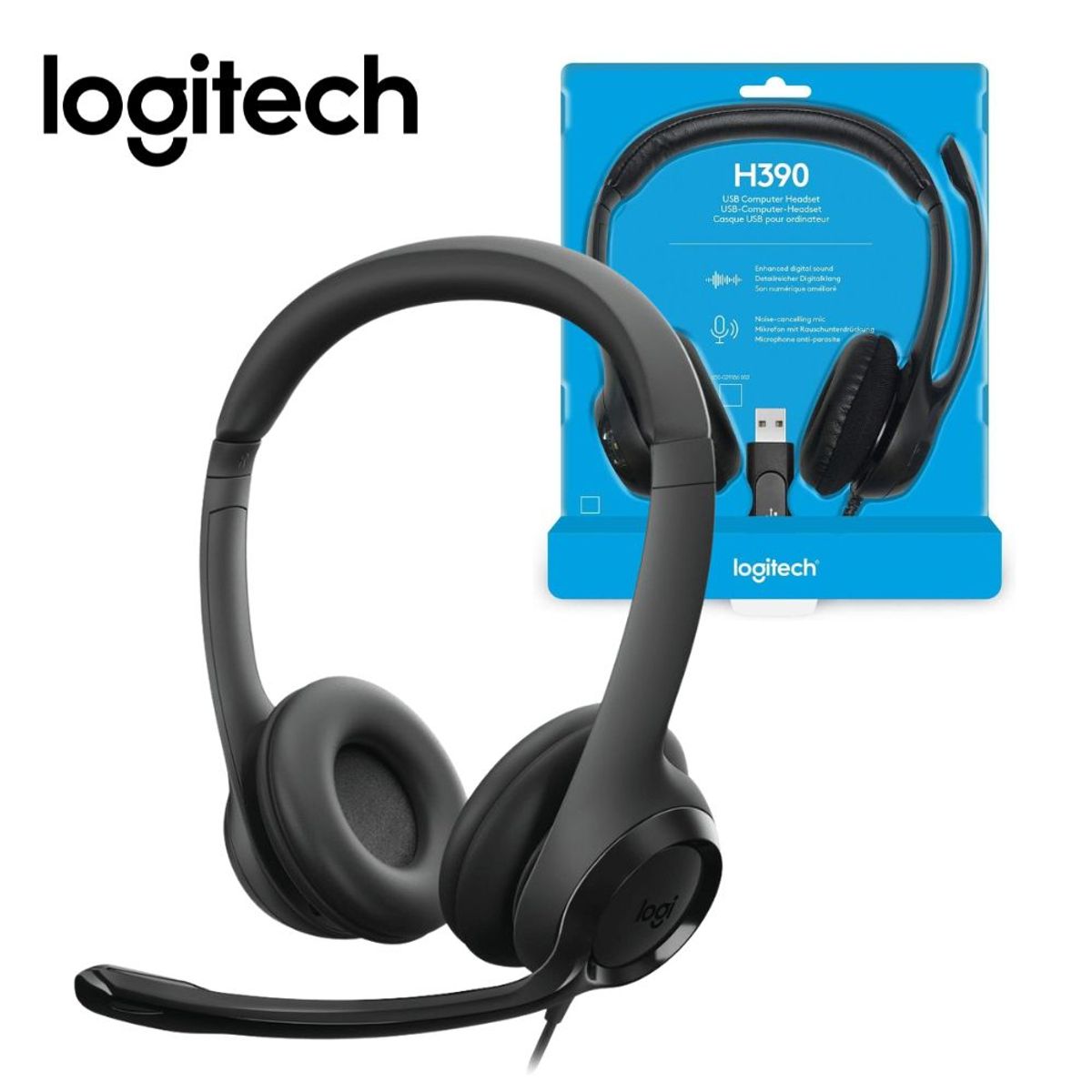 LOGITECH - Audifono con Microfono Logitech H390 USB Black
