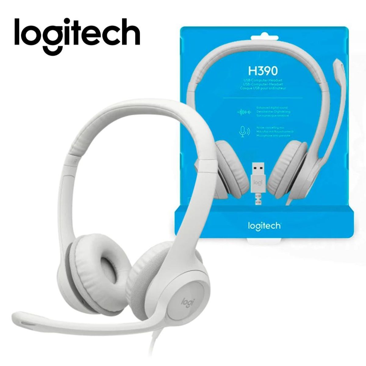 LOGITECH - Audifono con Microfono Logitech H390 USB - Blanco