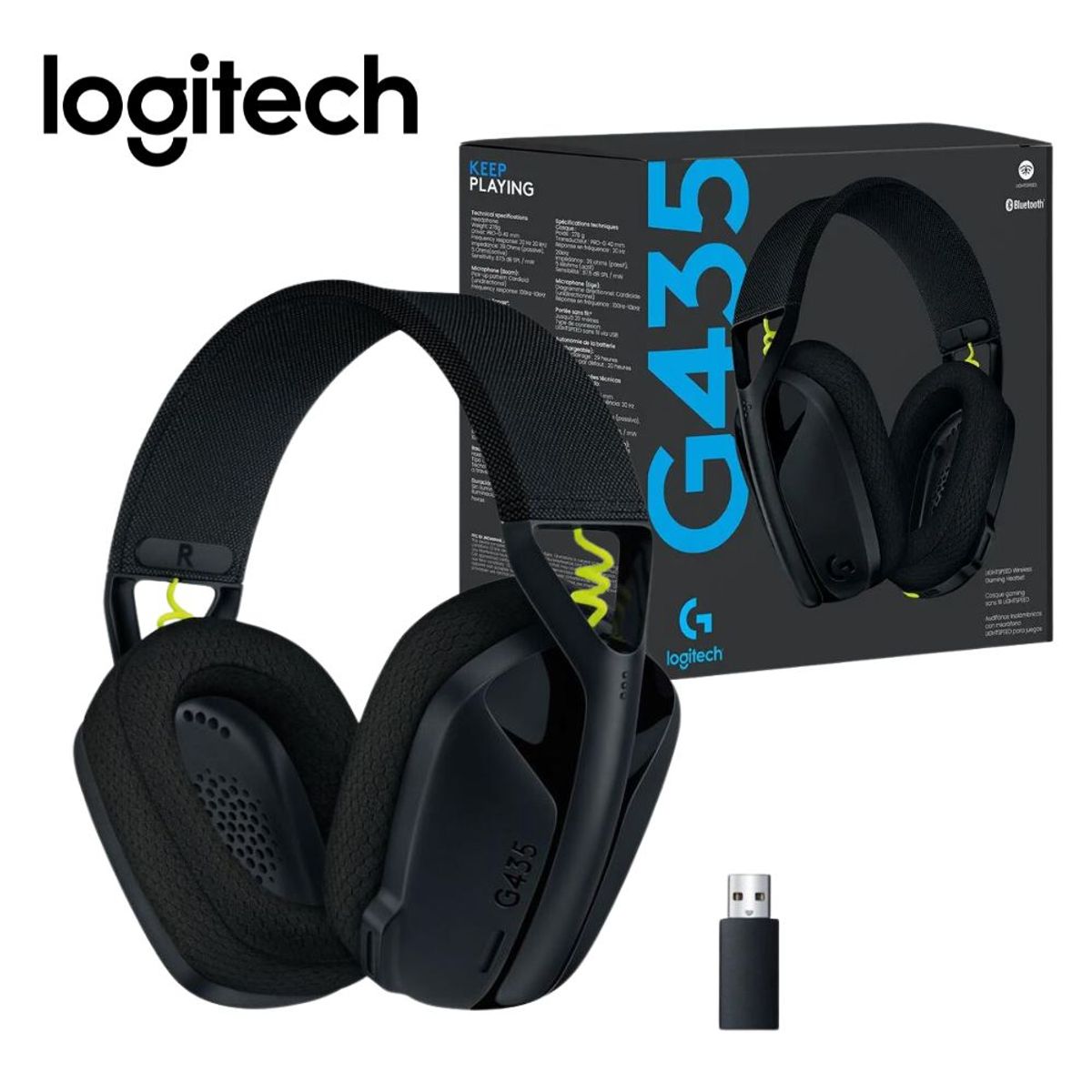 LOGITECH - Audífono Logitech G435 BT Lightspeed 10 MT Batería 18hr - Negro
