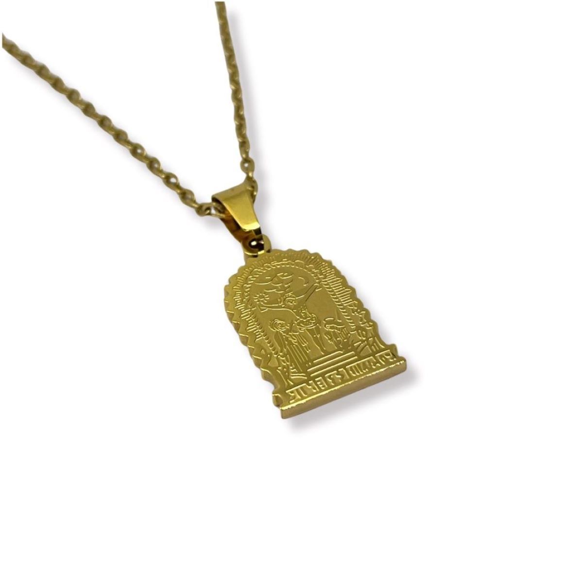 SANTORAL - Dije Señor de los Milagros y Cadena Dorada - Acero