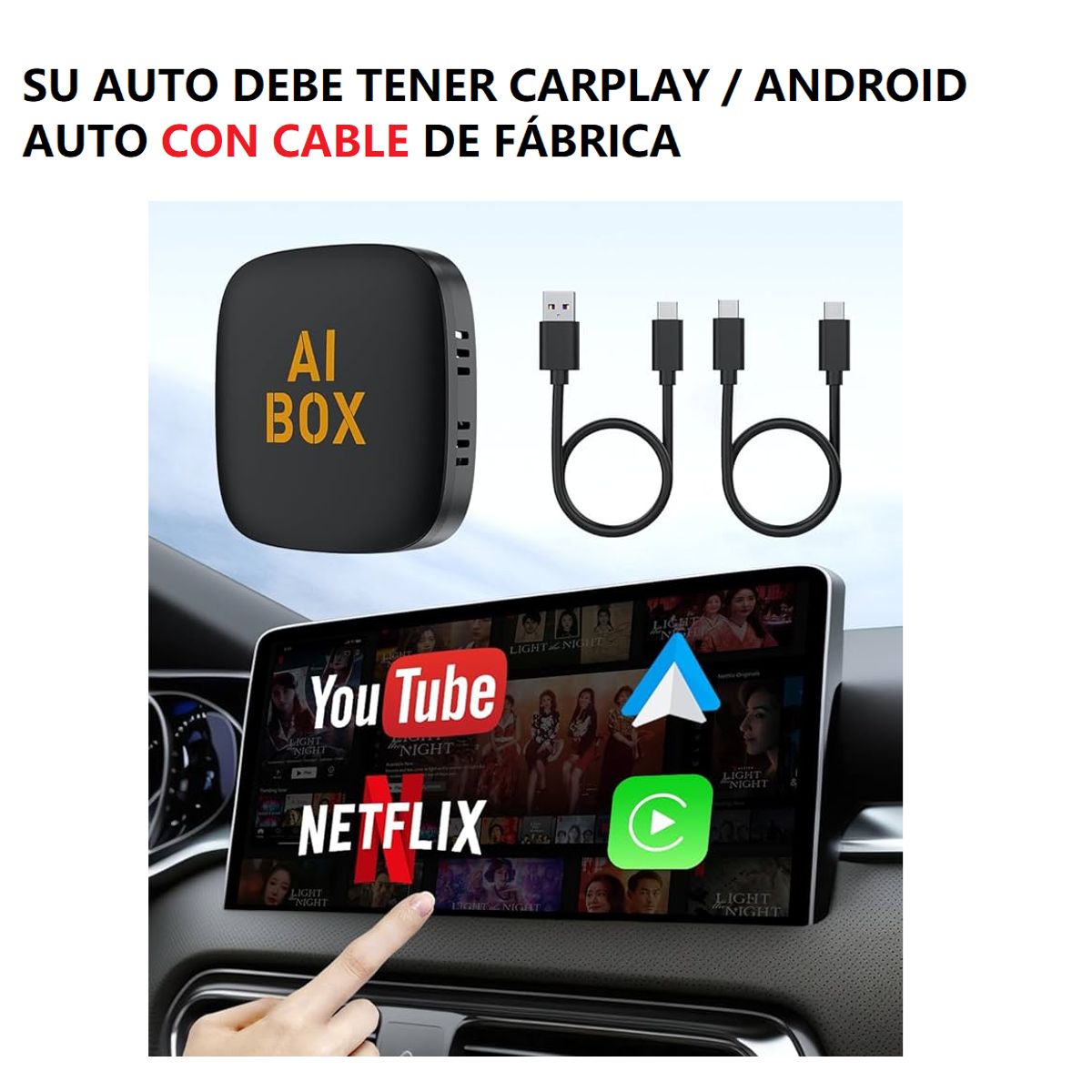 A BRAND - Convertidor Android Auto y Carplay A Inalambrico C youtube y Netflix