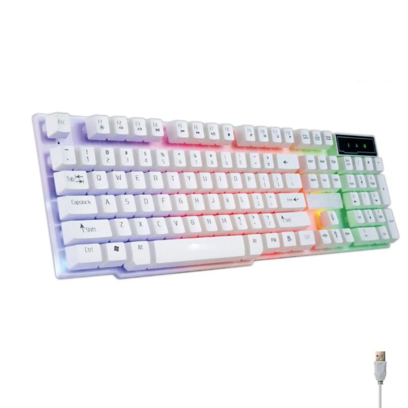 GENERICO - Teclado Gamer para Pc Laptop Alambrico Luz RGB Blanco TX30
