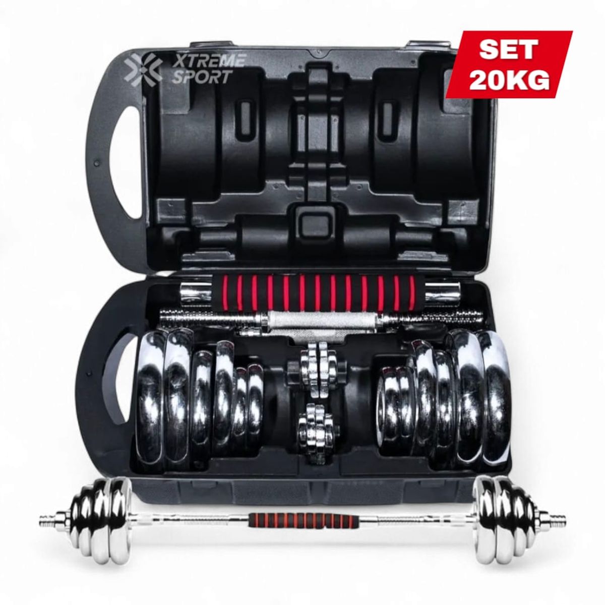 XTREME SPORT - Mancuernas Pesas Set de 20kg Discos Cromados