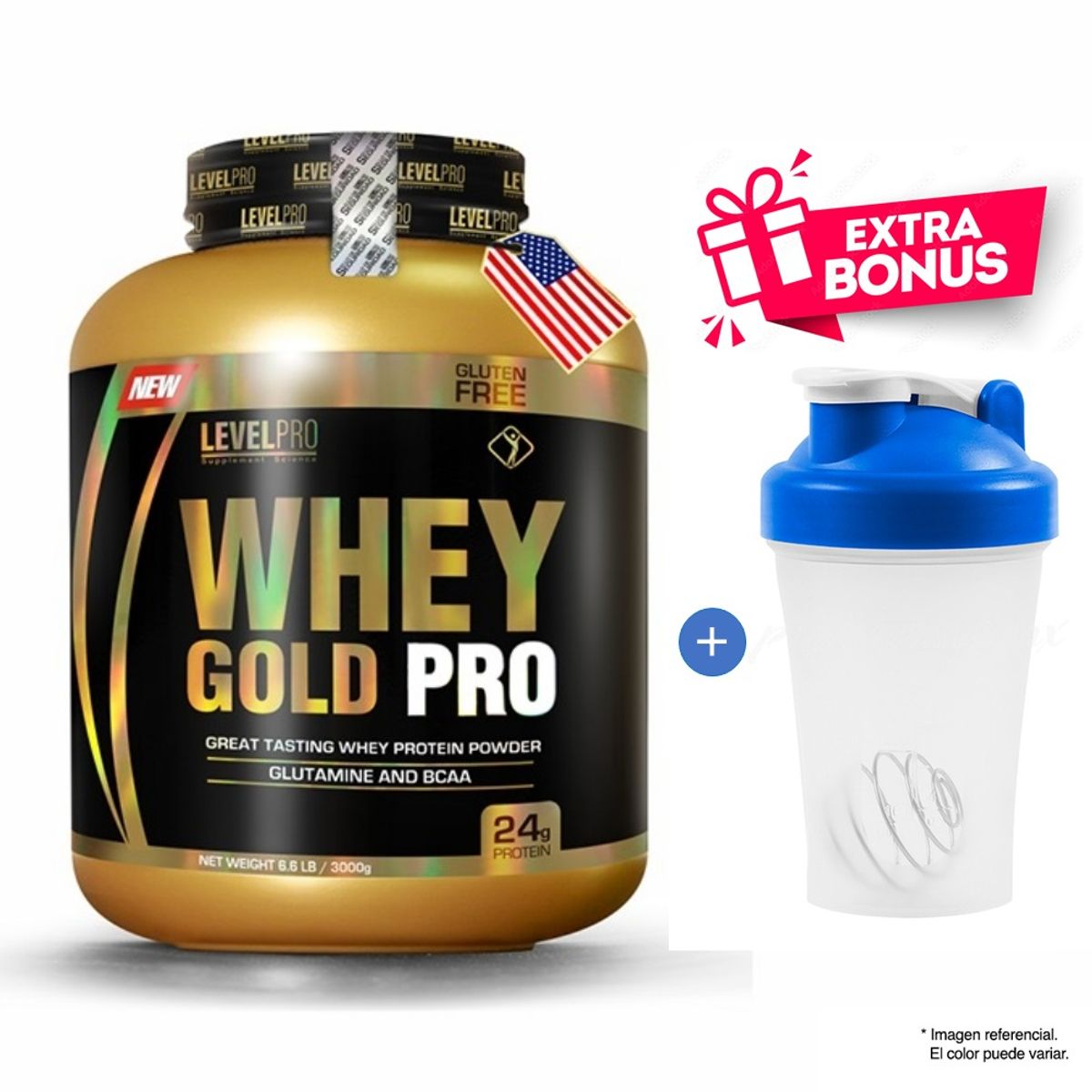 LEVEL PRO - Proteína Whey Gold Pro CHOCOLATE Level Pro 6.6 Lbs
