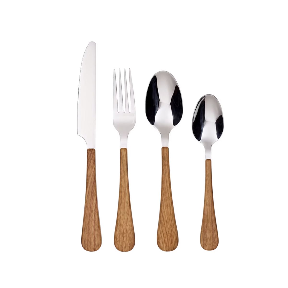 KRONS - Cubiertos 24 pzas Estilo Madera Acero Inoxidable