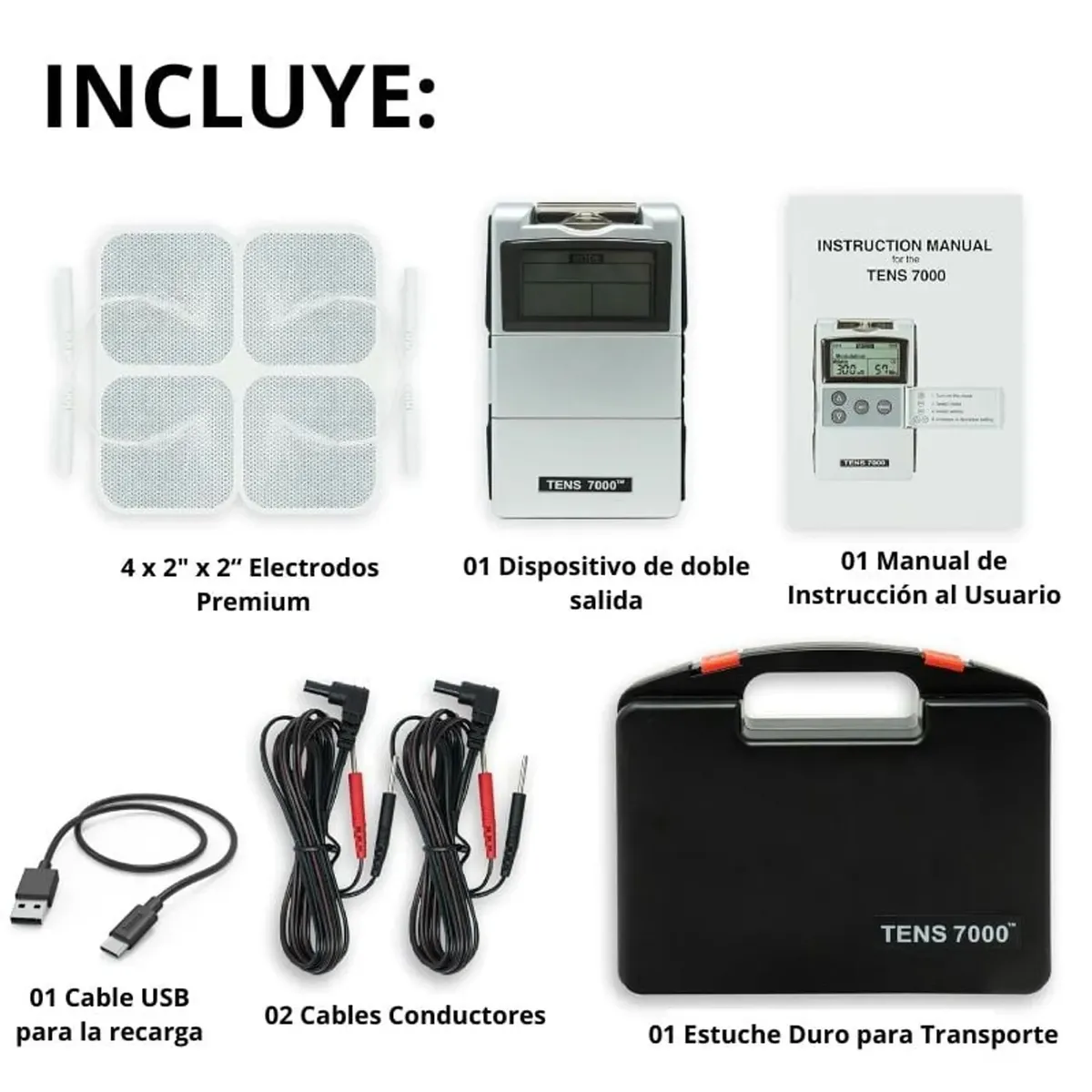 TENS - Estimulador y Masajeador Eléctrico TENS7000 - RECARGABLE