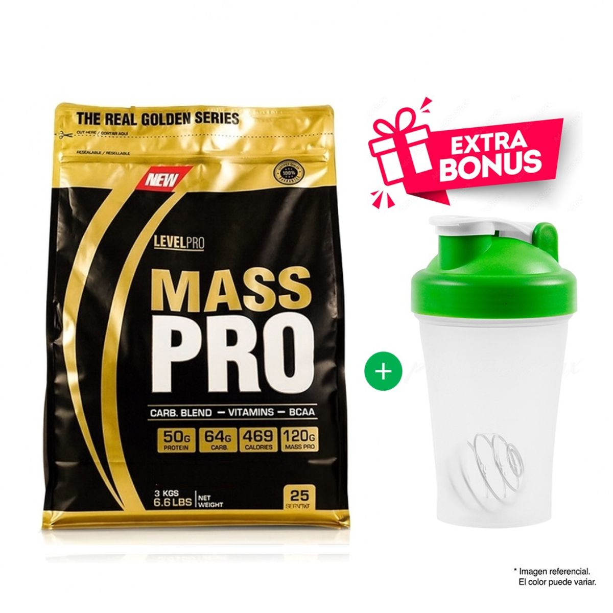 LEVEL PRO - MASS PRO SUERO DE LECHE 3KG CHOCOLATE