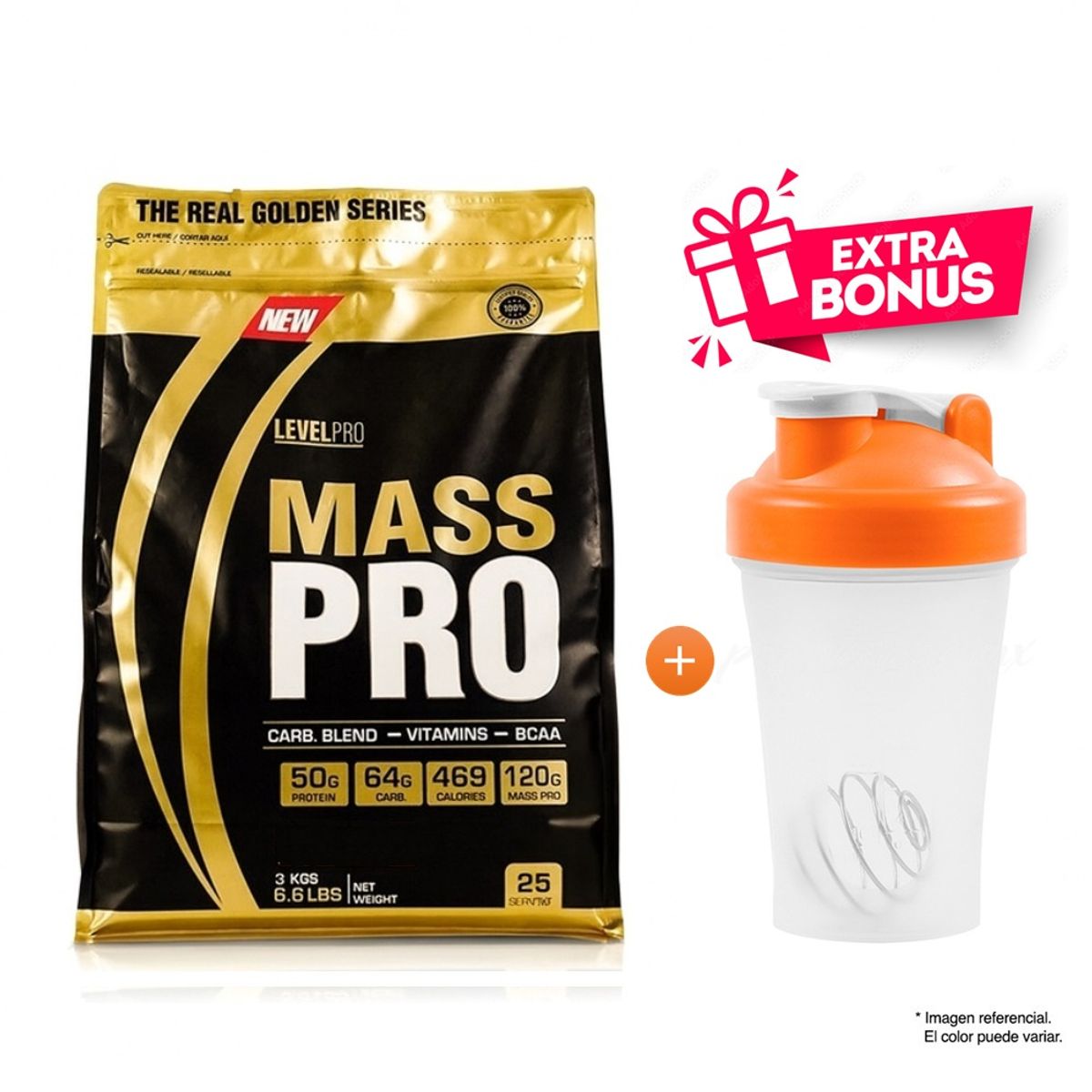Level Pro - Proteína Mass Pro 3 kg Chocolate - 29 Servicios