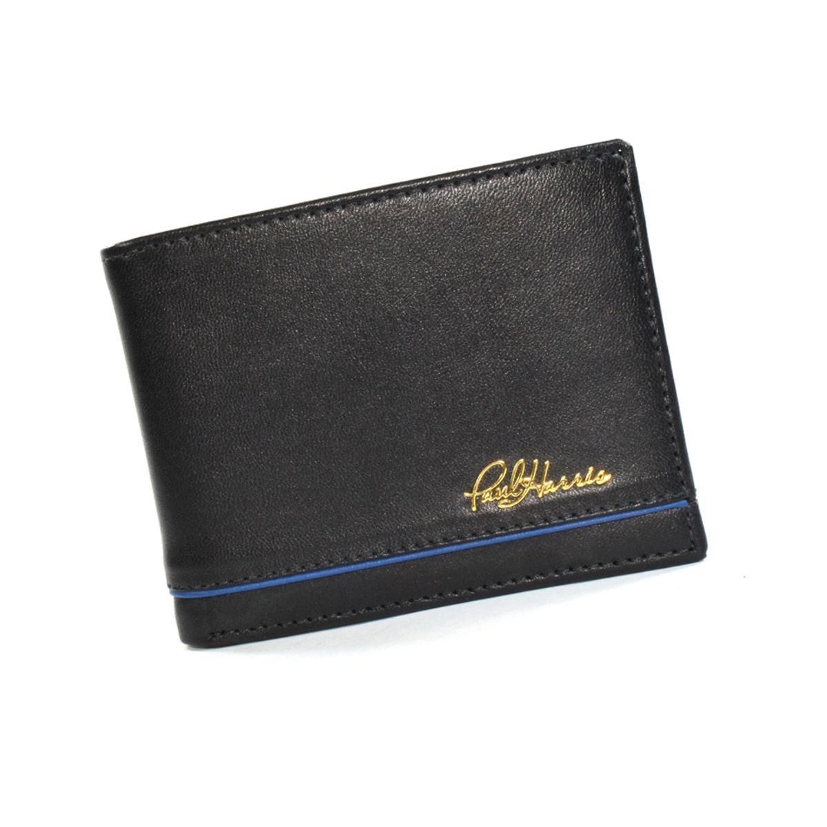 PAUL HARRIS - Billetera de cuero para hombre con sencillero negro az