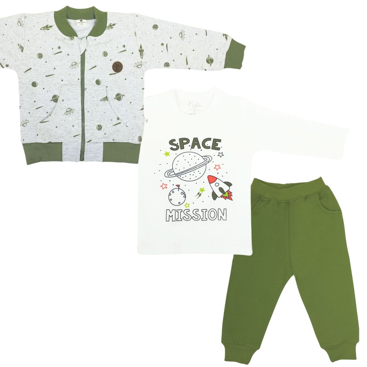 GENERICO - Conjunto Franela reactiva - 3 piezas - Space - Verde