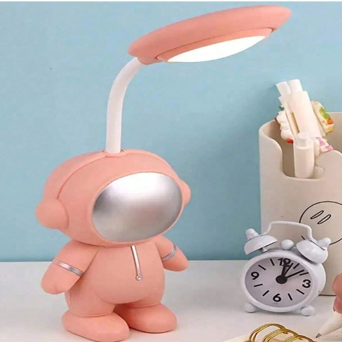 GENERICO - Mini lampara de mesa en forma de austronauta color rosa