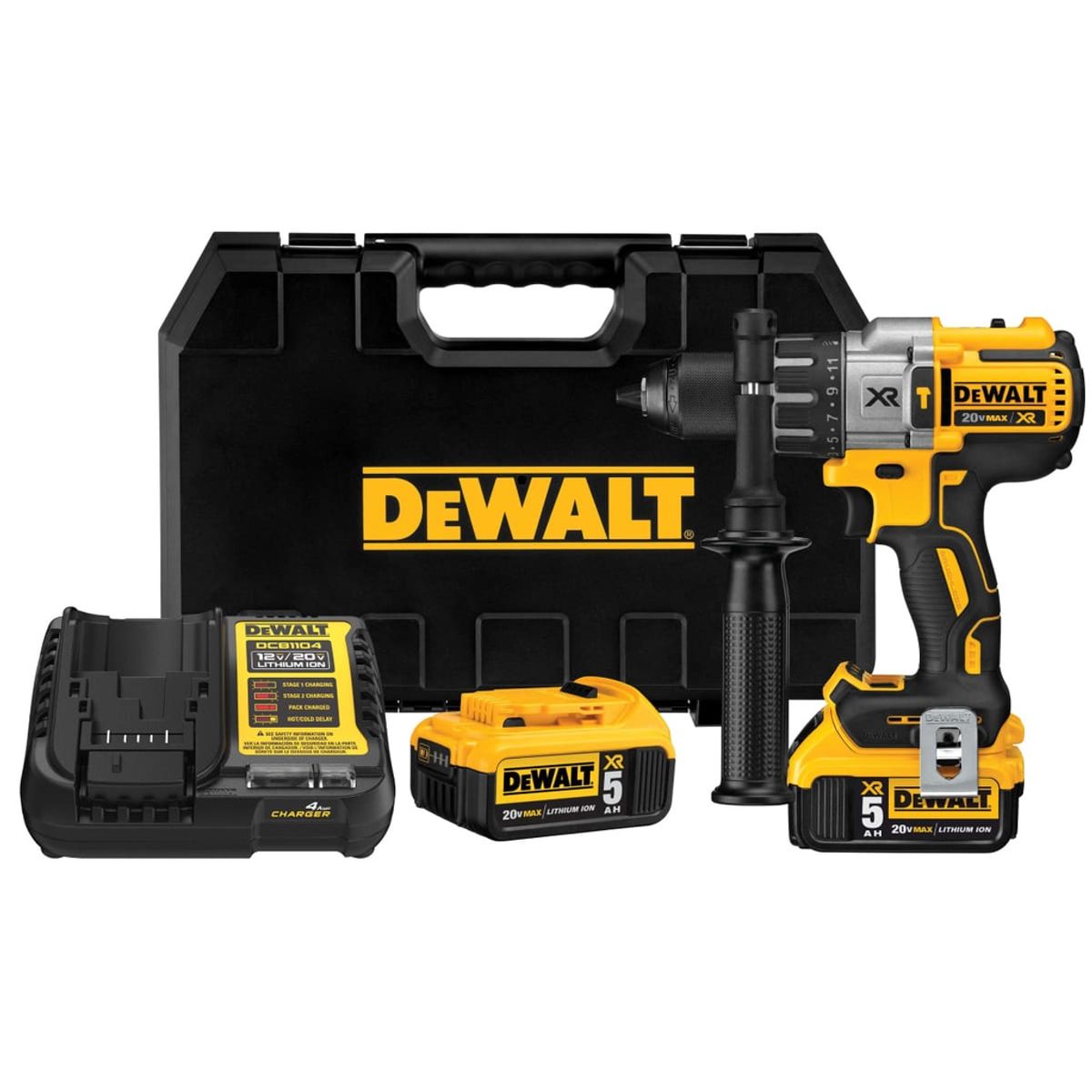 DEWALT - Kit Taladro 20V MAX XR + 2 Baterías 5Ah y Cargador