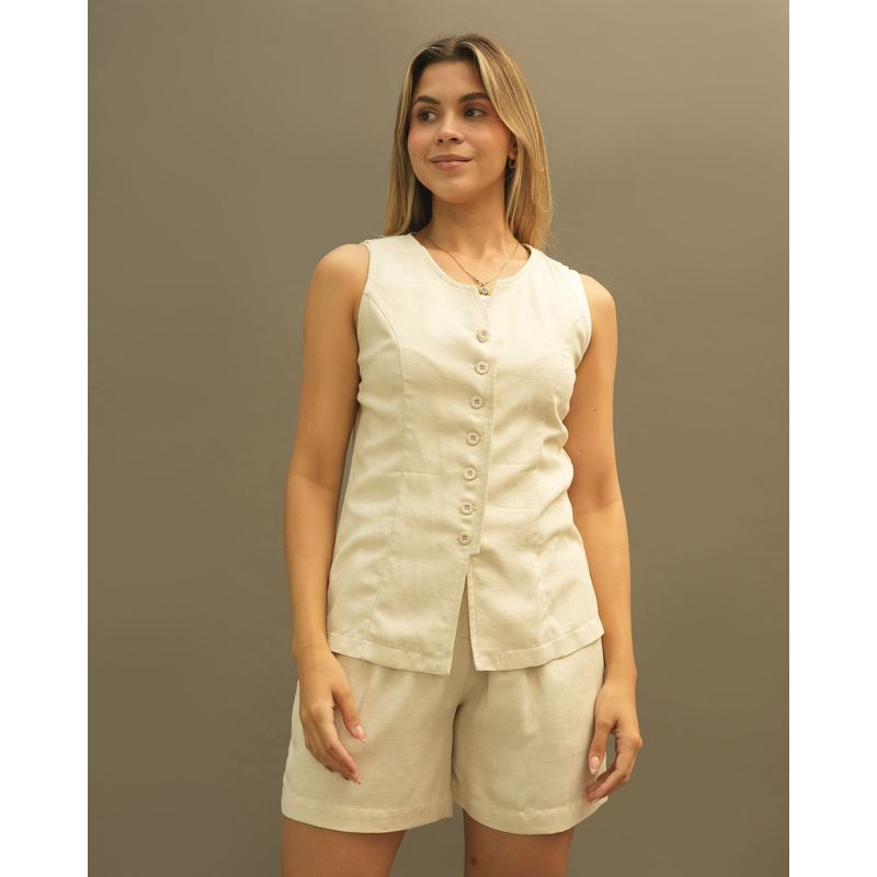 KAFA - ADELA  BLUSA Y SHORT EN TELA LINO