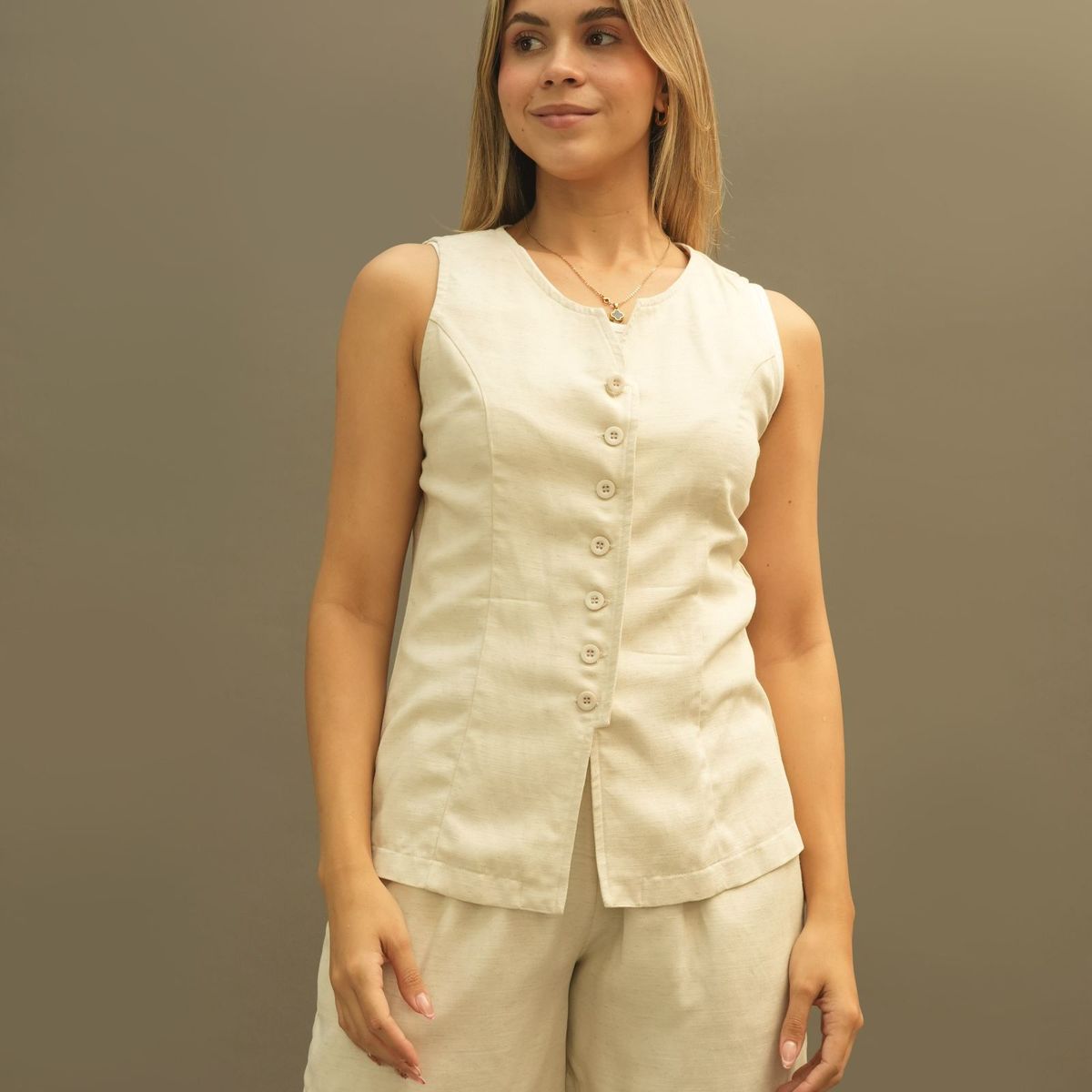 KAFA - ADELA  BLUSA Y SHORT EN TELA LINO FRESCO