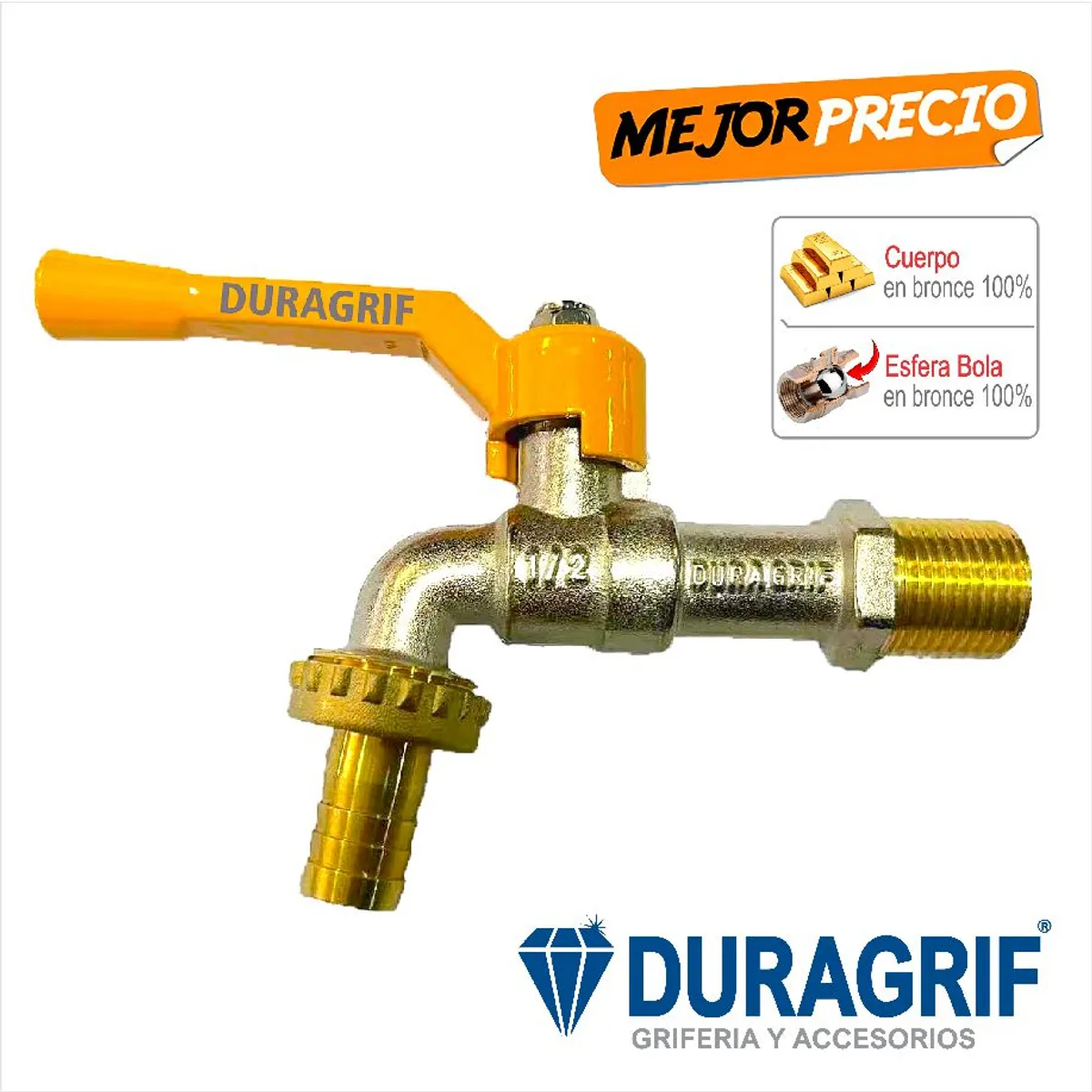 DURAGRIF - CAÑO JARDIN Y LAVANDERIA DE BRONCE ½”