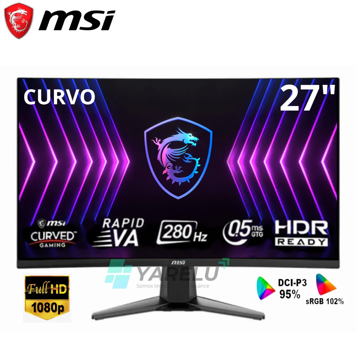 MSI - Monitor curvo gaming MSI MAG 276CXF 27 FHD 1500R Rapid VA 280Hz