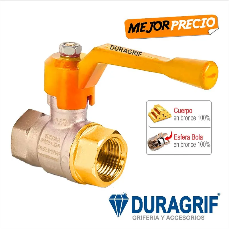 DURAGRIF - VALVULA ESFERICA PESADA ½” BRONCE