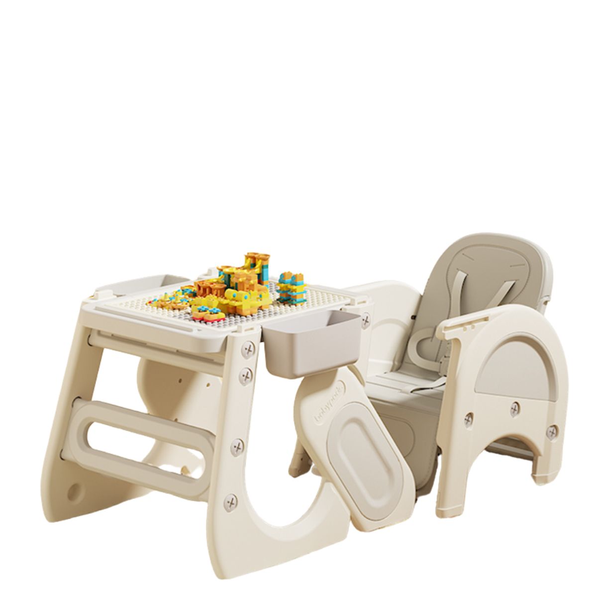 GENERICO - Silla de comer escritorio para bebes y niños blanco con gris