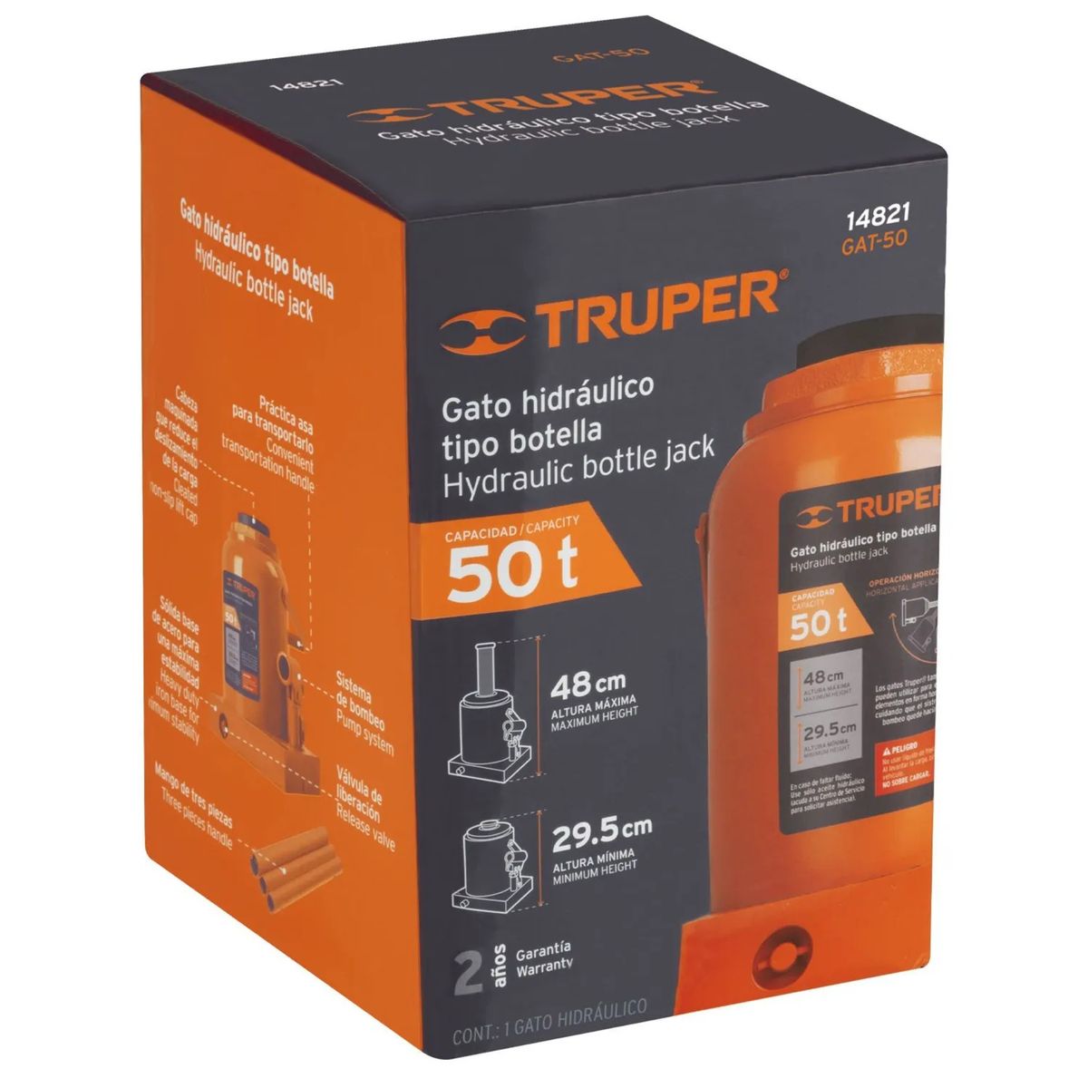 TRUPER - Gata Hidráulica Truper Tipo Botella de 50 Toneladas