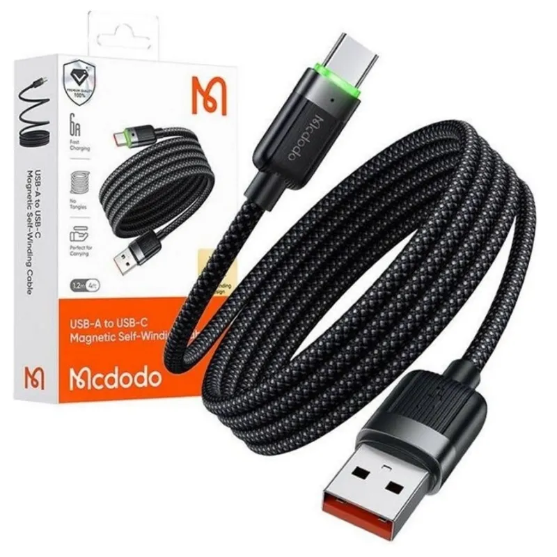 MCDODO - Cable USB Tipo C 100W 6A - Magnetizado Antienredos - Mcdodo