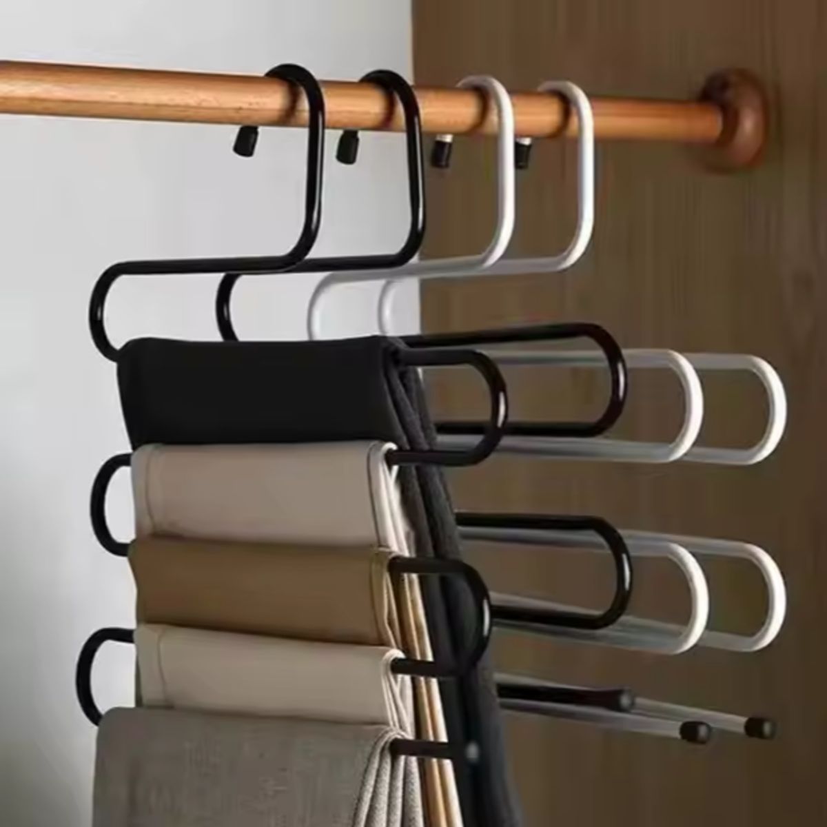 GENERICO - Perchero Colgador de Pantalones Multiusos 3 Niveles - Marrón