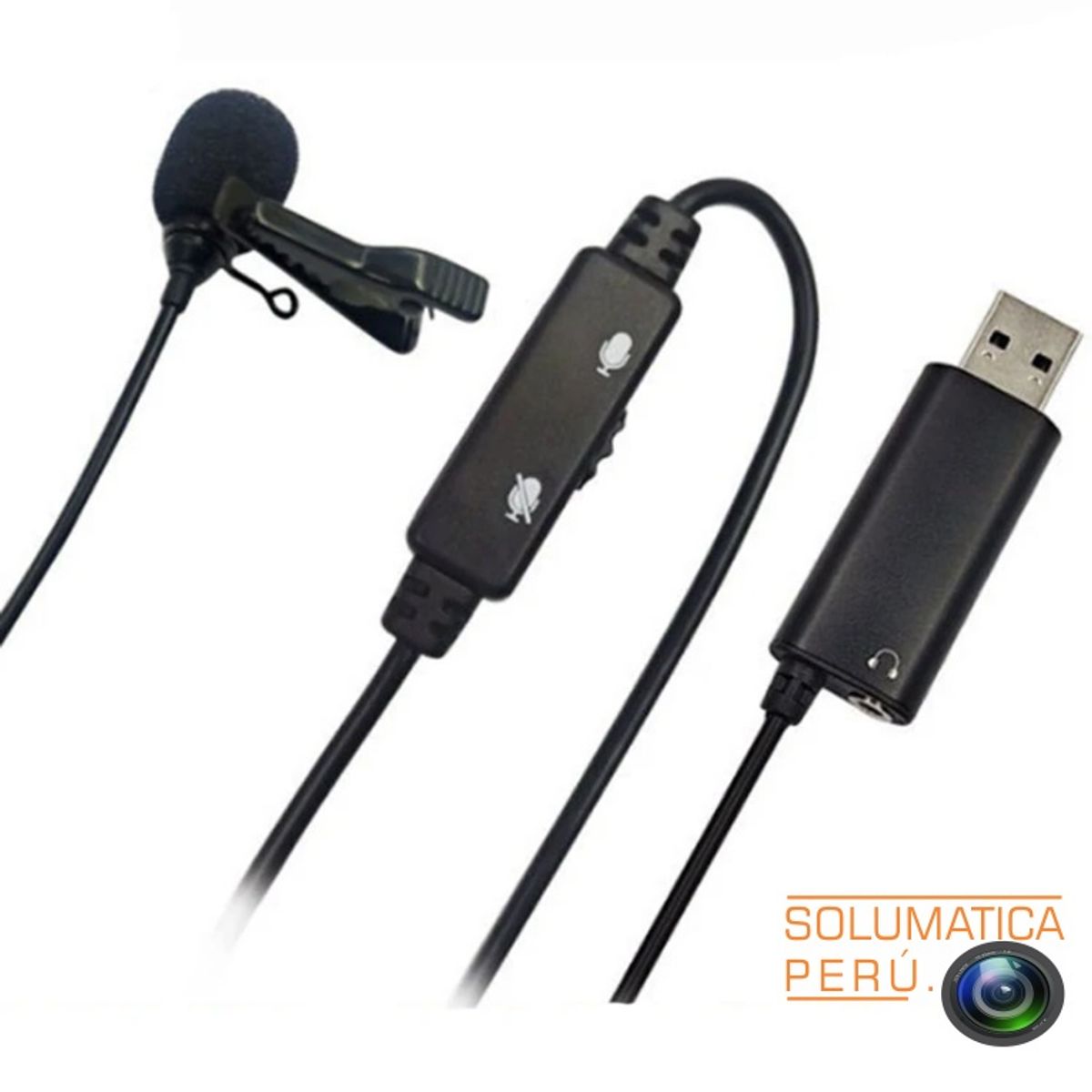 OEM - Micrófono USB de Solapa - Para Computadoras y Latops - Con Mute