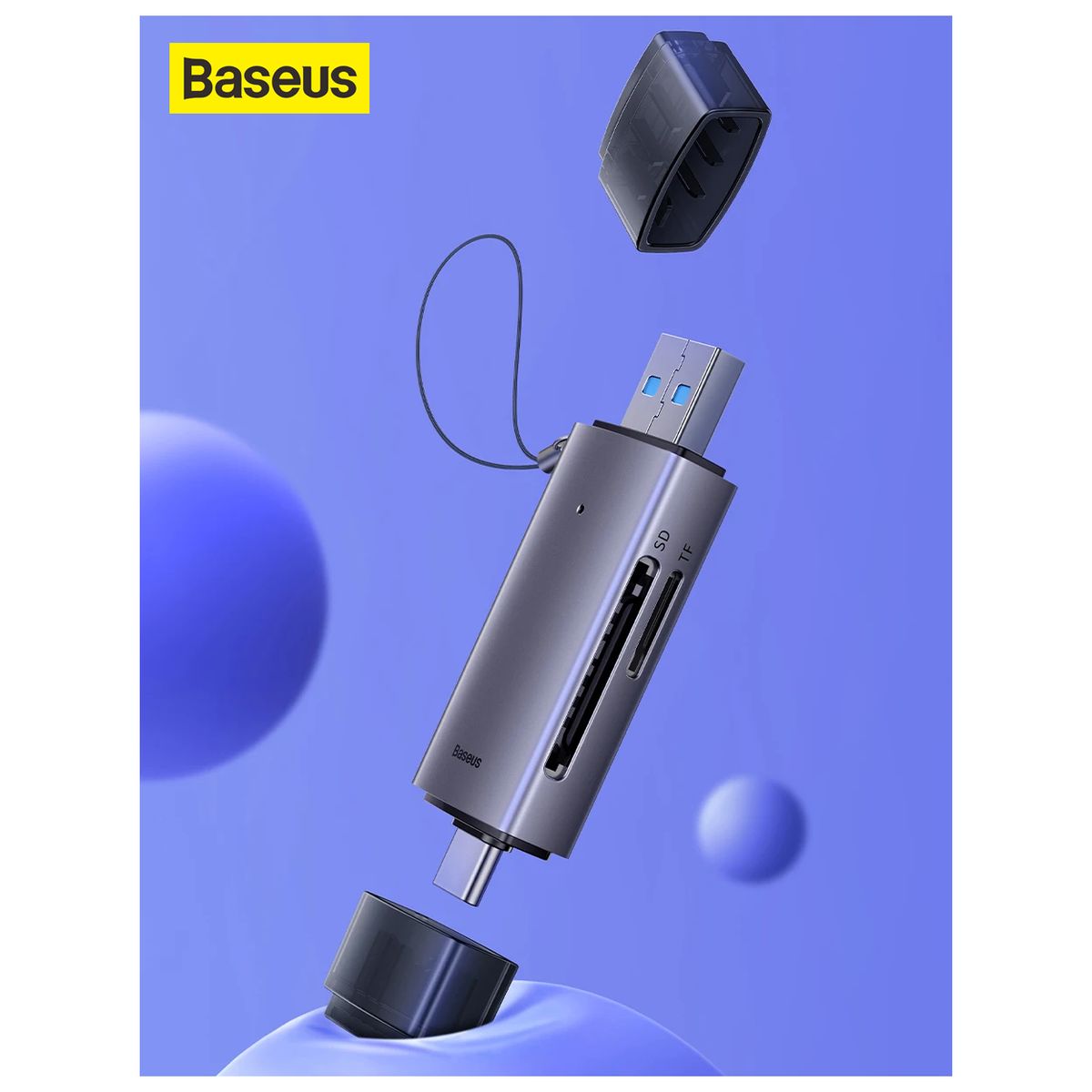 BASEUS - Lector de tarjeta SD y micro SD a USB 3.0 Y USB tipo C - Baseus