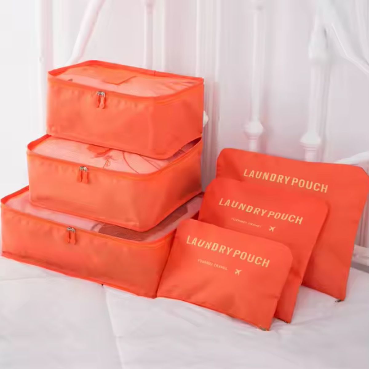 GENERICO - Set Organizadores de Maleta Bolsas Impermeable para Viaje 6PCS - Coral