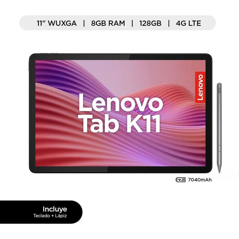 LENOVO - Tablet Lenovo Tab K11 128GB 8GB RAM 11 Pulgadas Gris Teclado + Lapiz