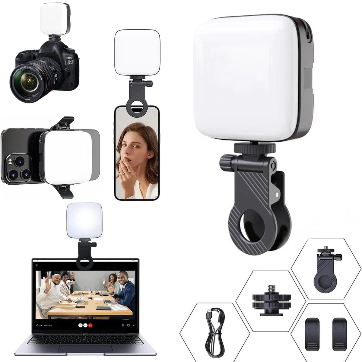 GENERICO - LUZ LED SELFIE CUADRADO PARA CELULAR MINI LUZ MULTIFUNCIONAL