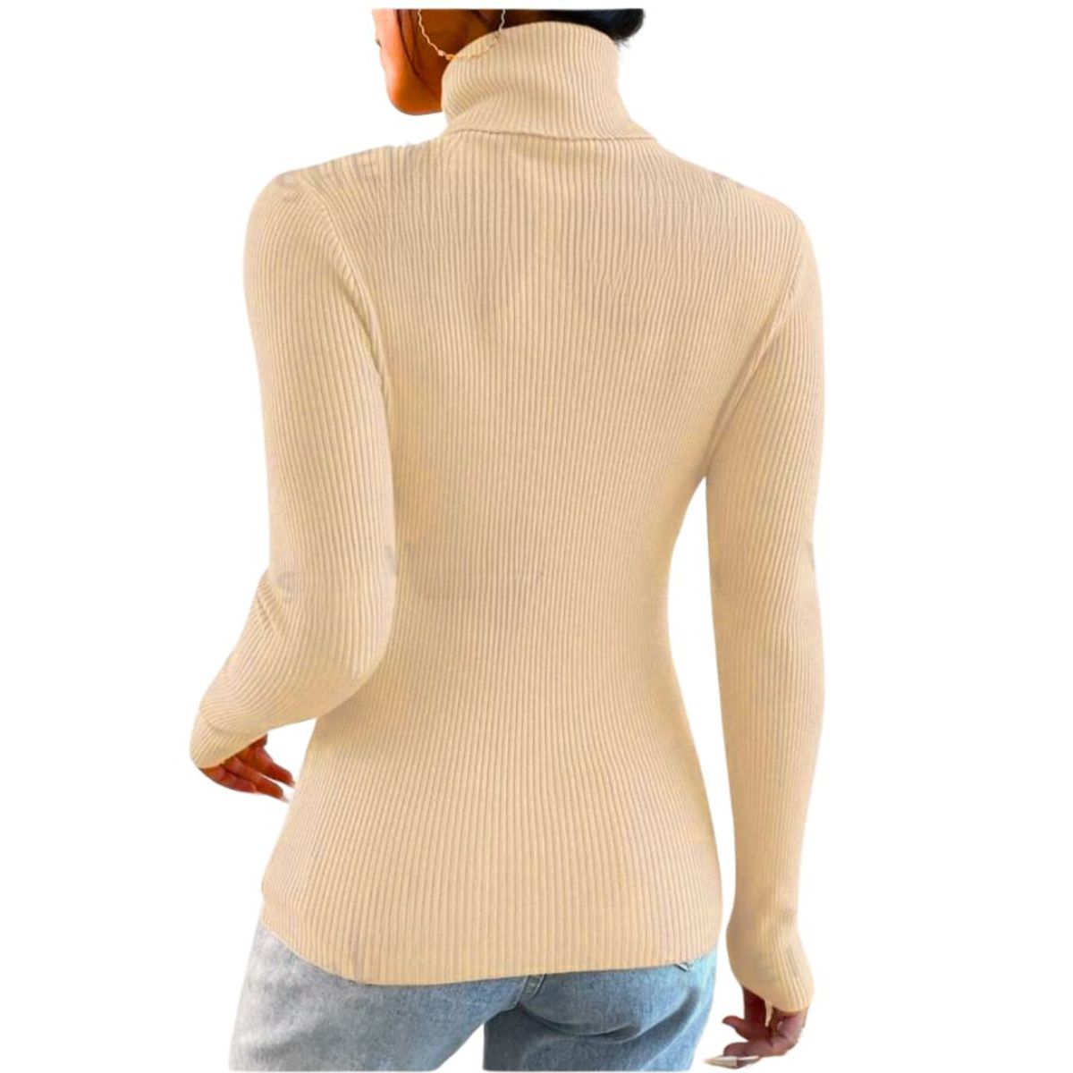 GENERICO - Cafarena de Hilo Tejida Mujer Crema  - Tallas S -M - L