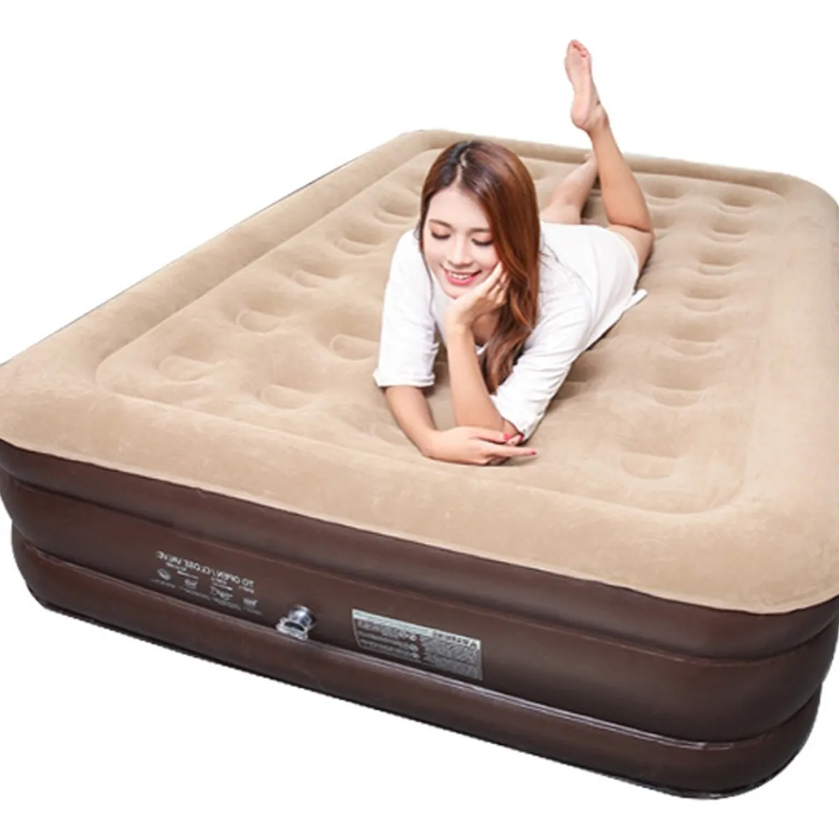 U BUY - Colchón Inflable Eléctrico Queen 2plazas Beige  200x150x43cm