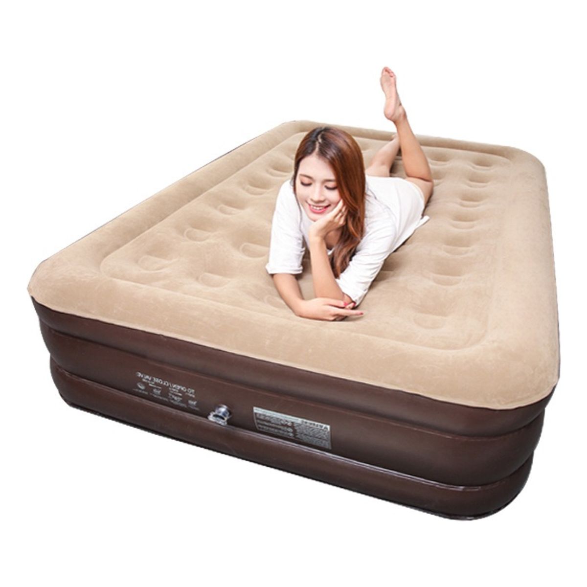 U BUY - Colchón Inflable Eléctrico Queen 2plazas Beige  200x150x43cm