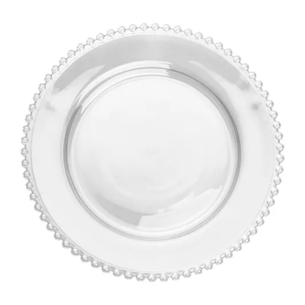 INSPIRA - Plato de Vidrio con Borde de Perlas Transparente