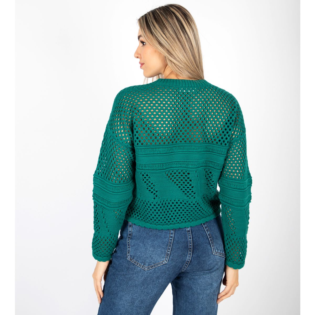 JAROLA - Chompa Cerrada Tejida Calada Jarola Olivia