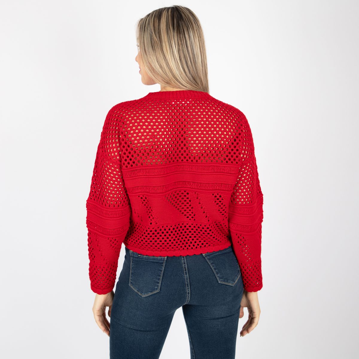 JAROLA - Chompa Cerrada Tejida Calada Jarola Olivia