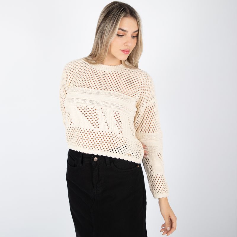 JAROLA - Chompa Cerrada Tejida Calada Jarola Olivia