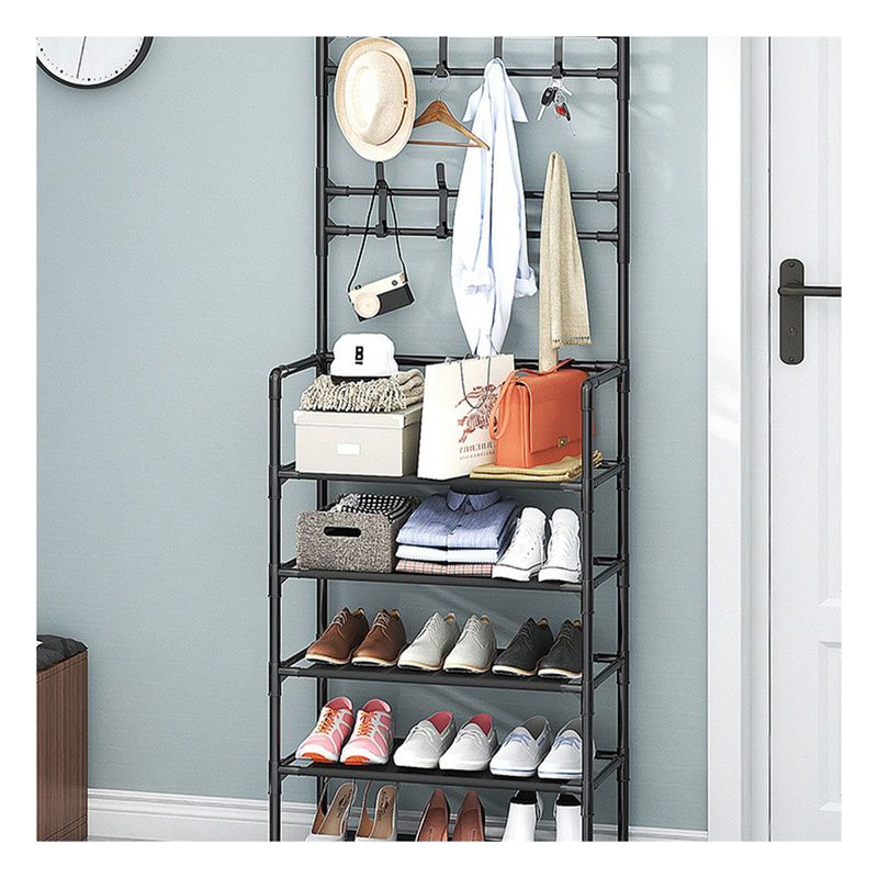 GENERICO - Pack3 Portazapatos con Percheros 5 Niveles en Negro