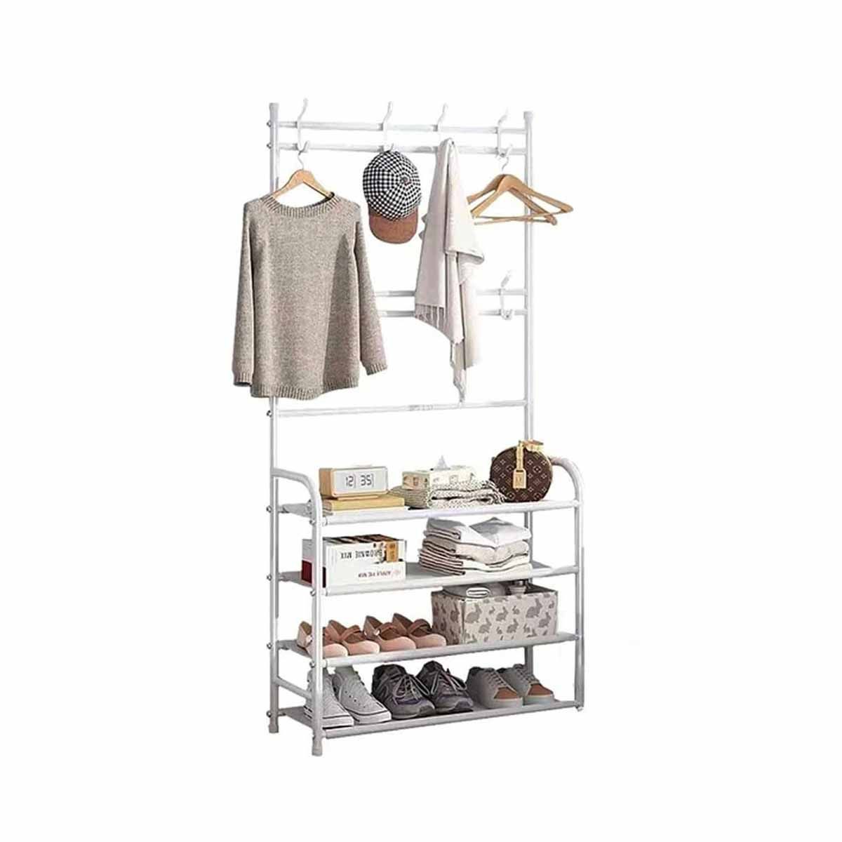 GENERICO - Pack2 Zapatera Organizadora con Percheros 4 Niveles Blanco