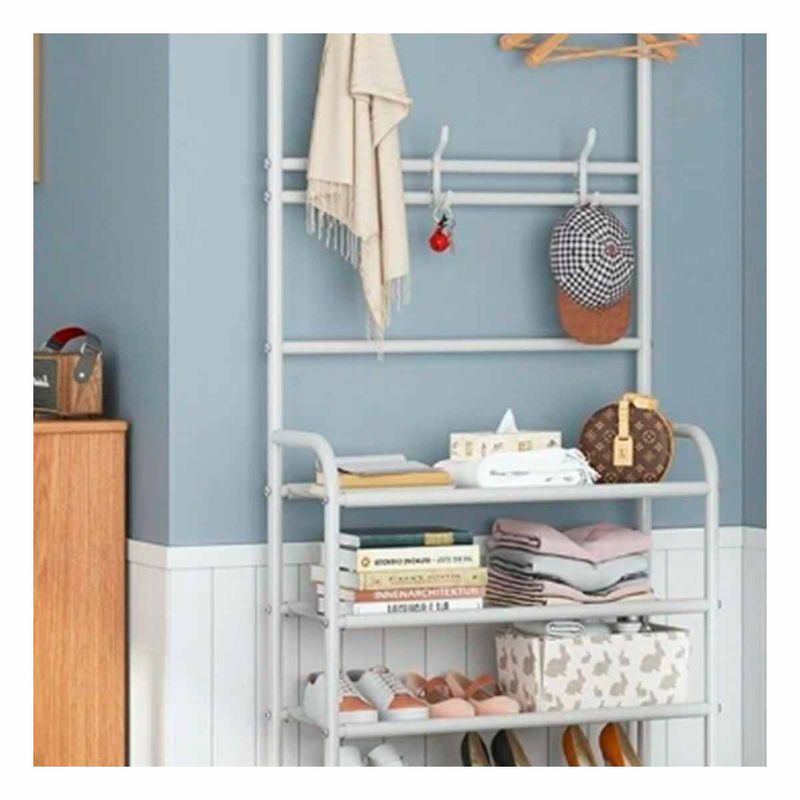 GENERICO - Pack4 Rack con Percheros 4 N en Blanco Y+Papel de Regalo