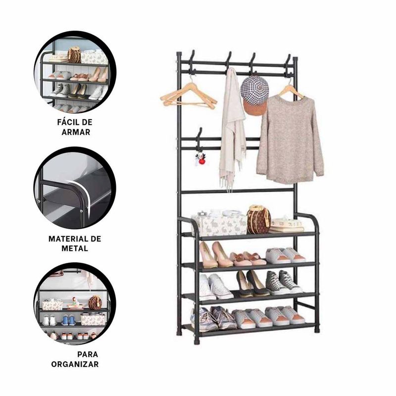 GENERICO - Pack2 Portazapatos en Curvo 4 N en Negro Y+Ligas de Regalo