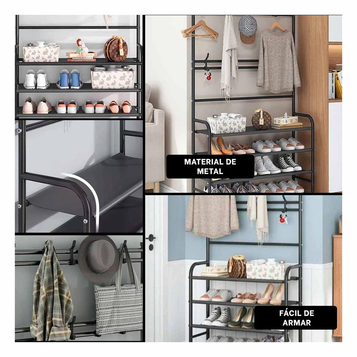 GENERICO - Pack4 Zapatera Orden con 4 Niveles Negro Y+Regalo Agendita