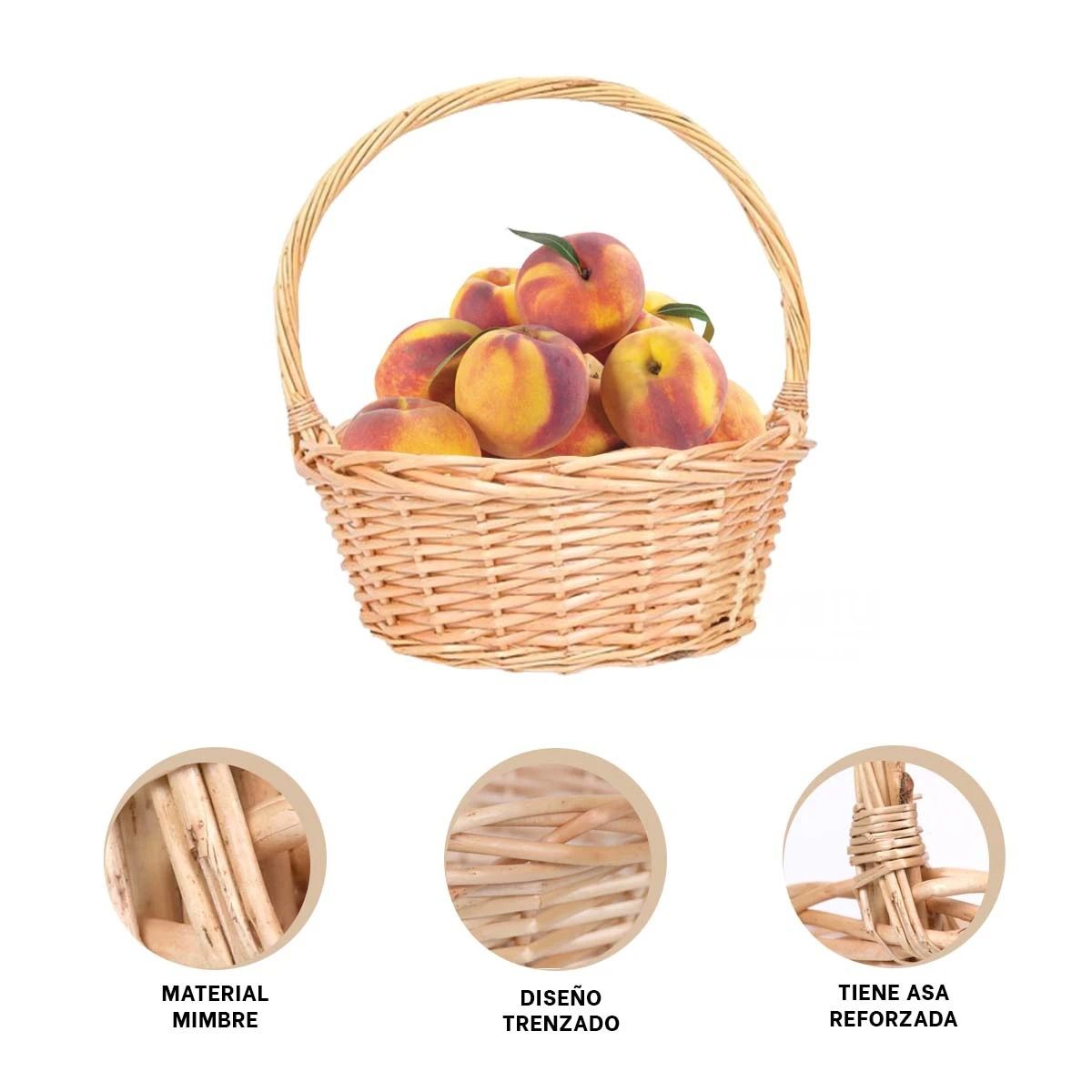 GENERICO - Cesta Circular de Plastico Mimbre Multifuncional 24x24x25cm