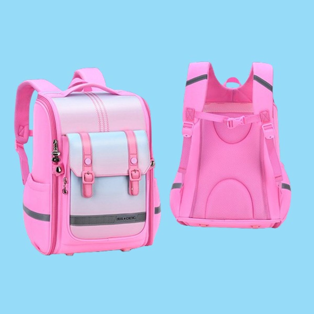 GENERICO - MOCHILA ESCOLAR GRANDE CON CORREA COLOR ROSA