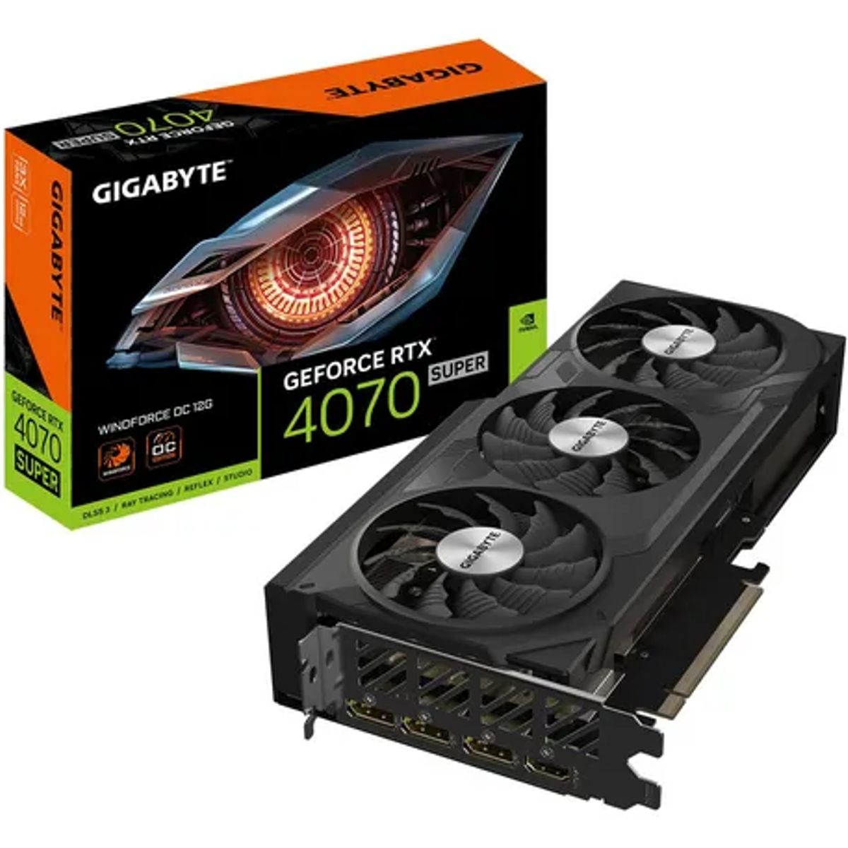 GIGABYTE - Tarjeta de video Gigabyte GeForce RTX 4070 SUPER WINDFORCE OC 12G