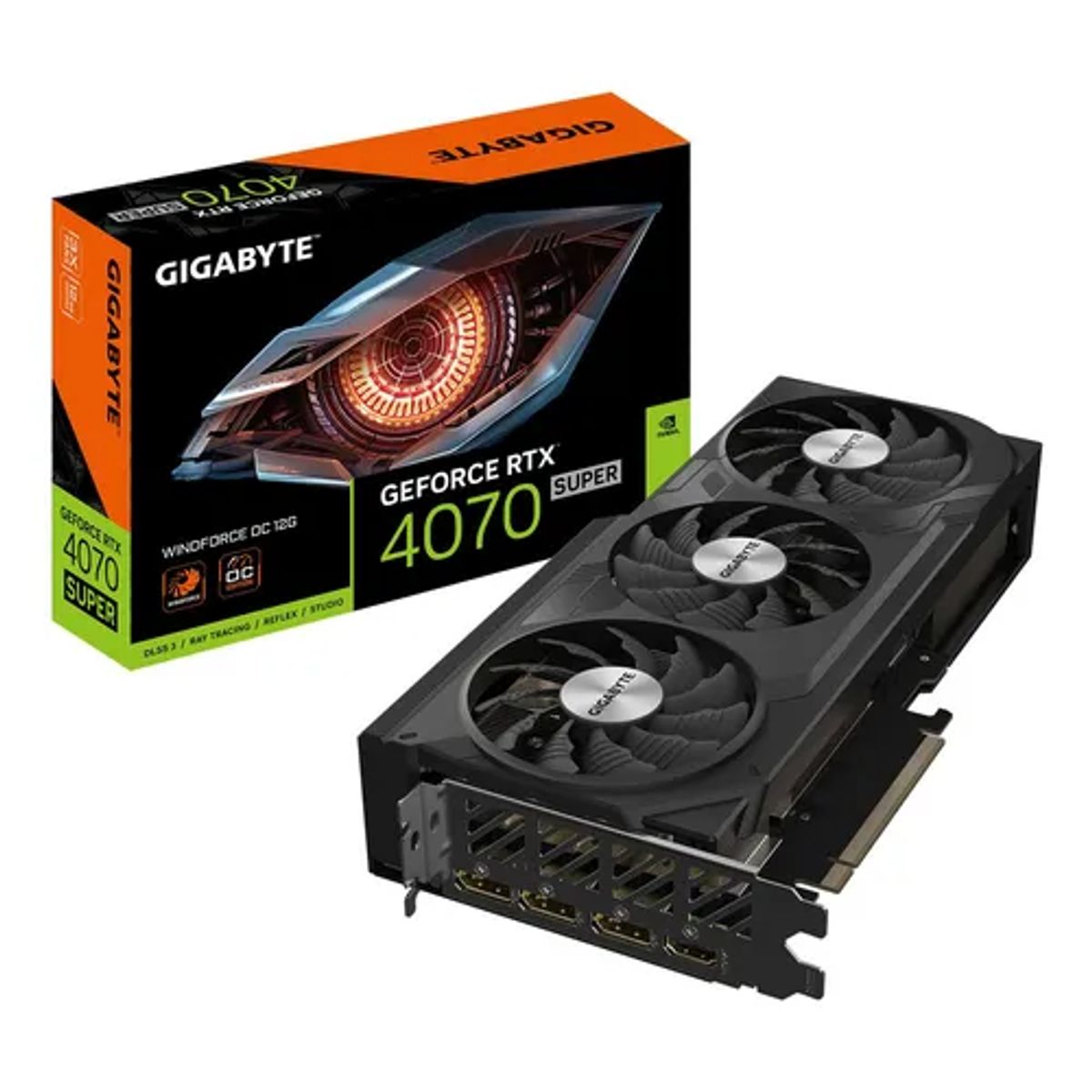 GIGABYTE - Tarjeta de video Gigabyte GeForce RTX 4070 SUPER WINDFORCE OC 12G